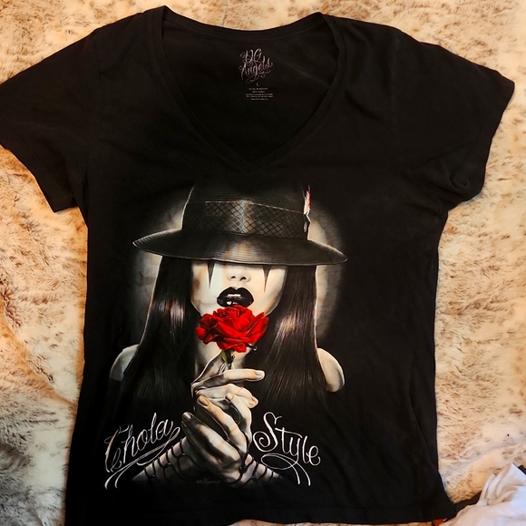 DGA David Gonzales Art DG Angels Chola Style Clown Rose Urban graphic tee - Picture 2 of 5